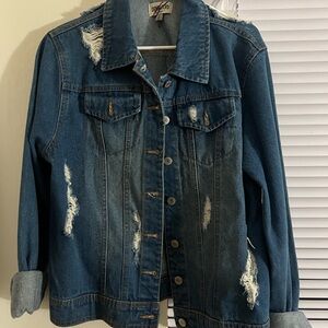 L heavy denim jacket with rips